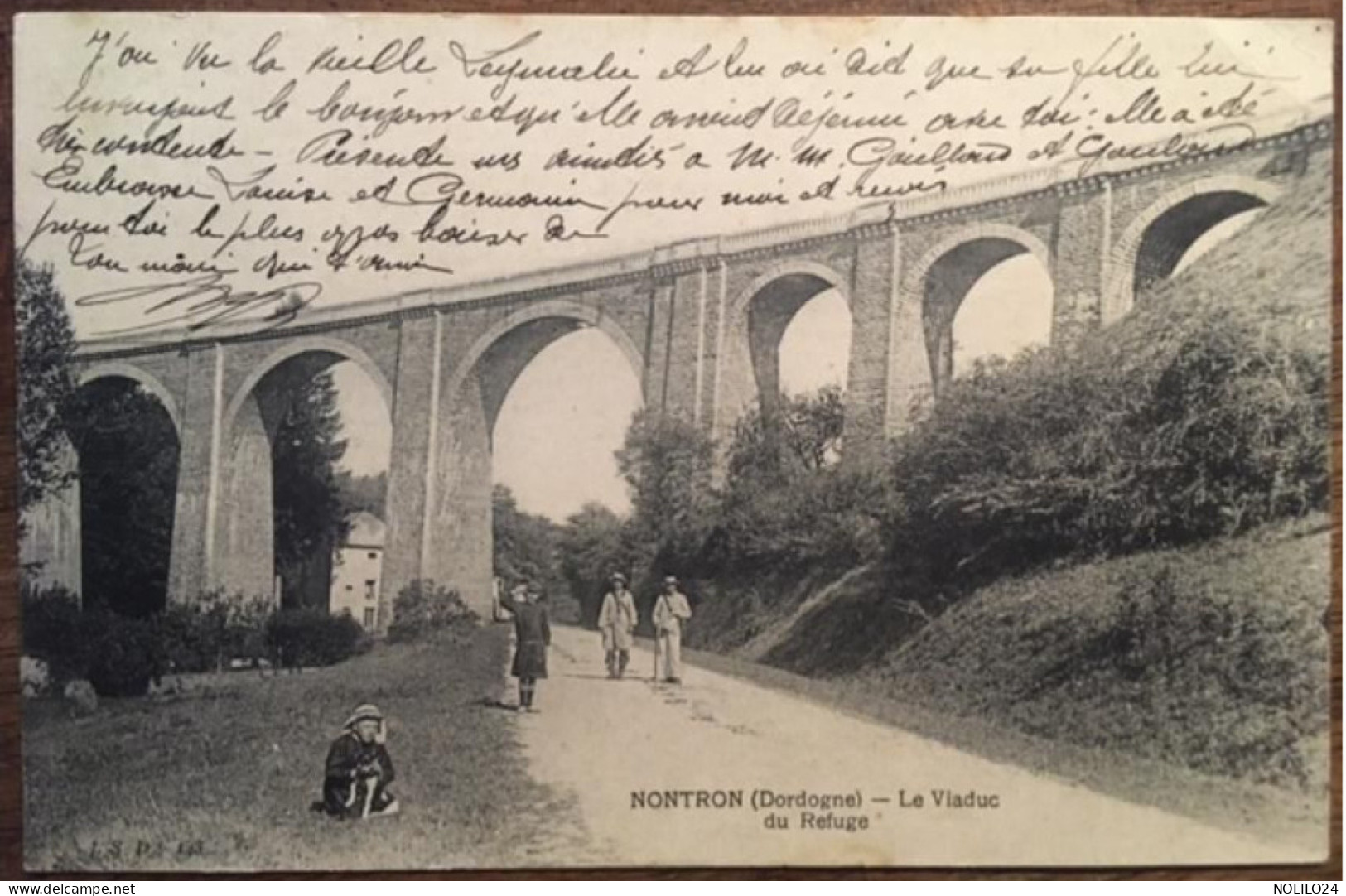 Cpa 24 Dordogne, Nontron, Le Viaduc Du Refuge, Animée, éd J.S.D 143, écrite En 1912 - Nontron