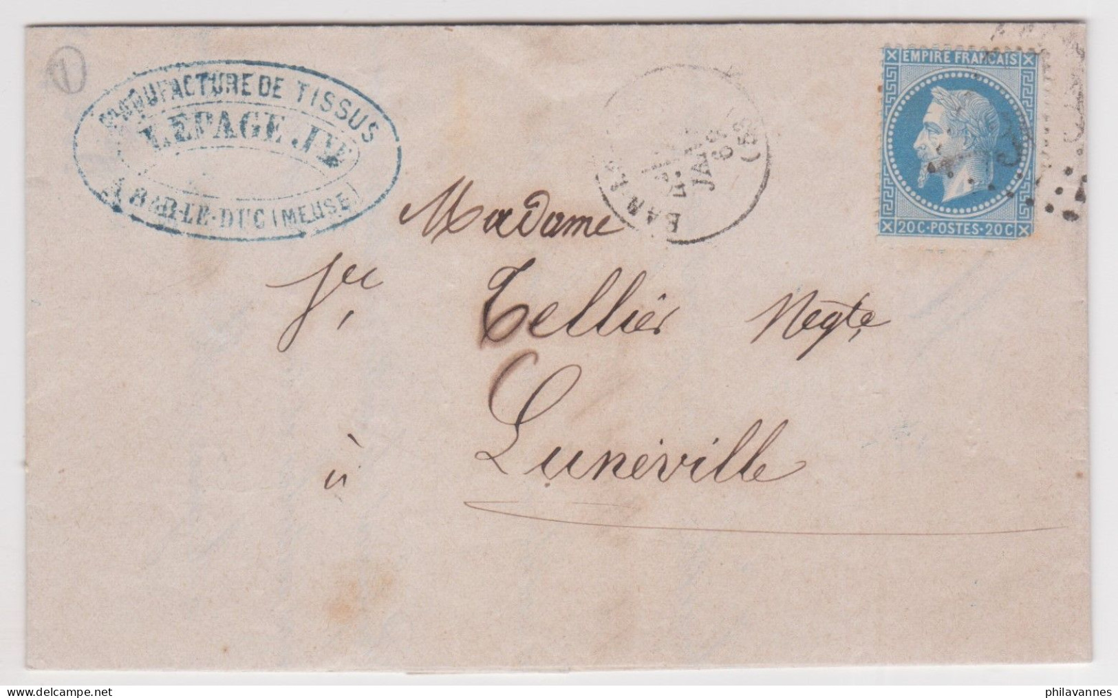 BAR LE DUC, 1868, GC 305 Sur Napoléon N°29 ( SN24/86/11.3) - 1849-1876: Klassik