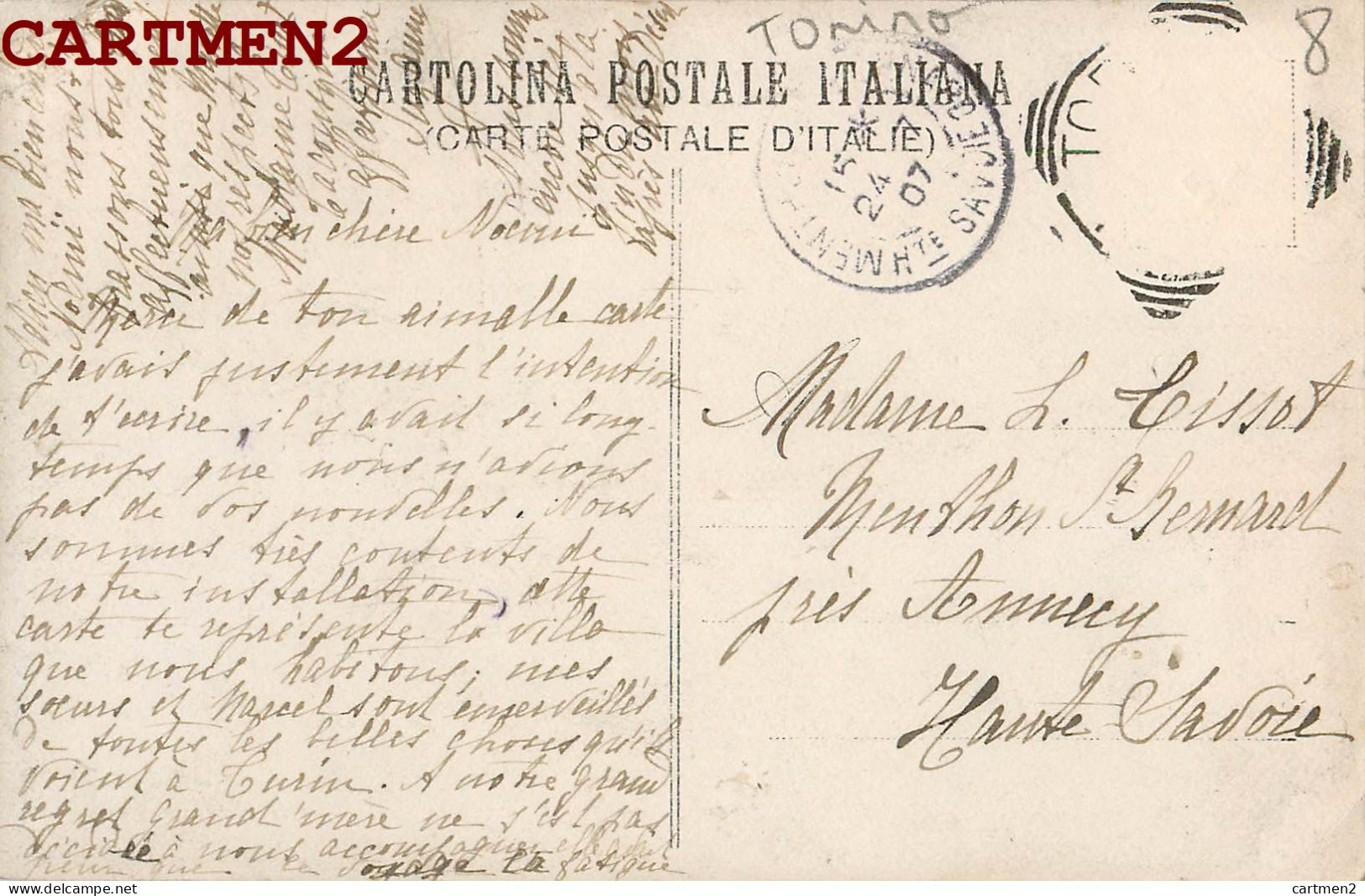 CARTE PHOTO : REAGLIE VILLA CALLERI TRAZIONE TORINO ITALIA 1907 - Autres & Non Classés