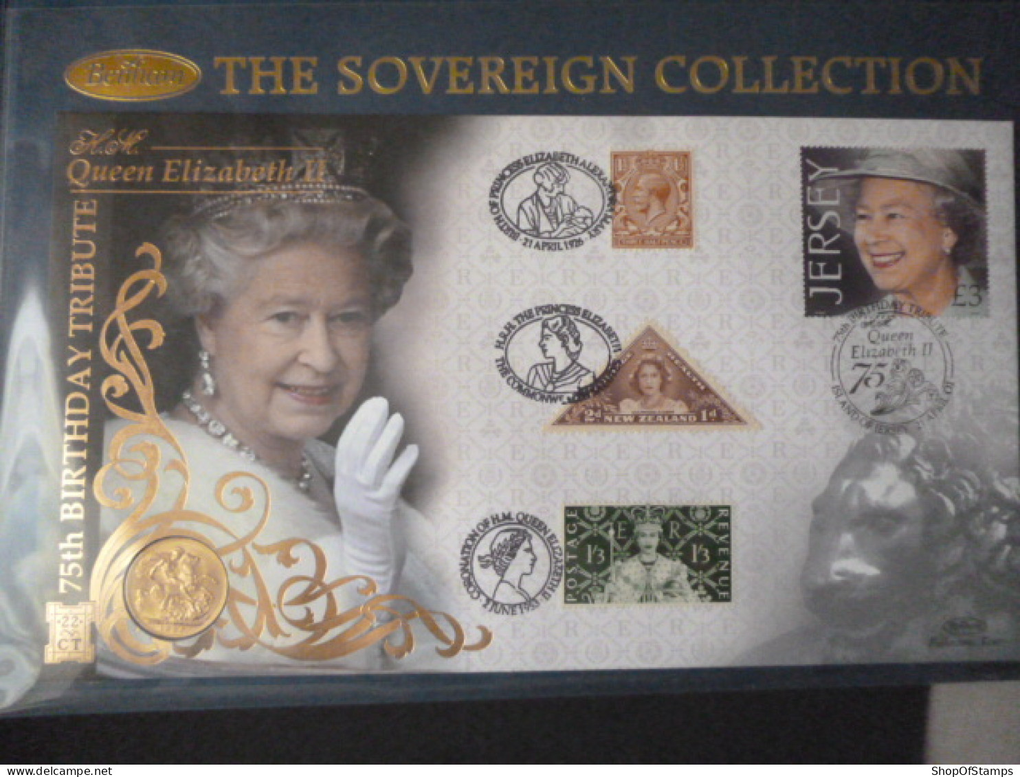 GREAT BRITAIN 1926 GOLD SOVEREGIN WITH QEII 75TH BIRTHDAY SPECIAL FDC  - Non Classificati