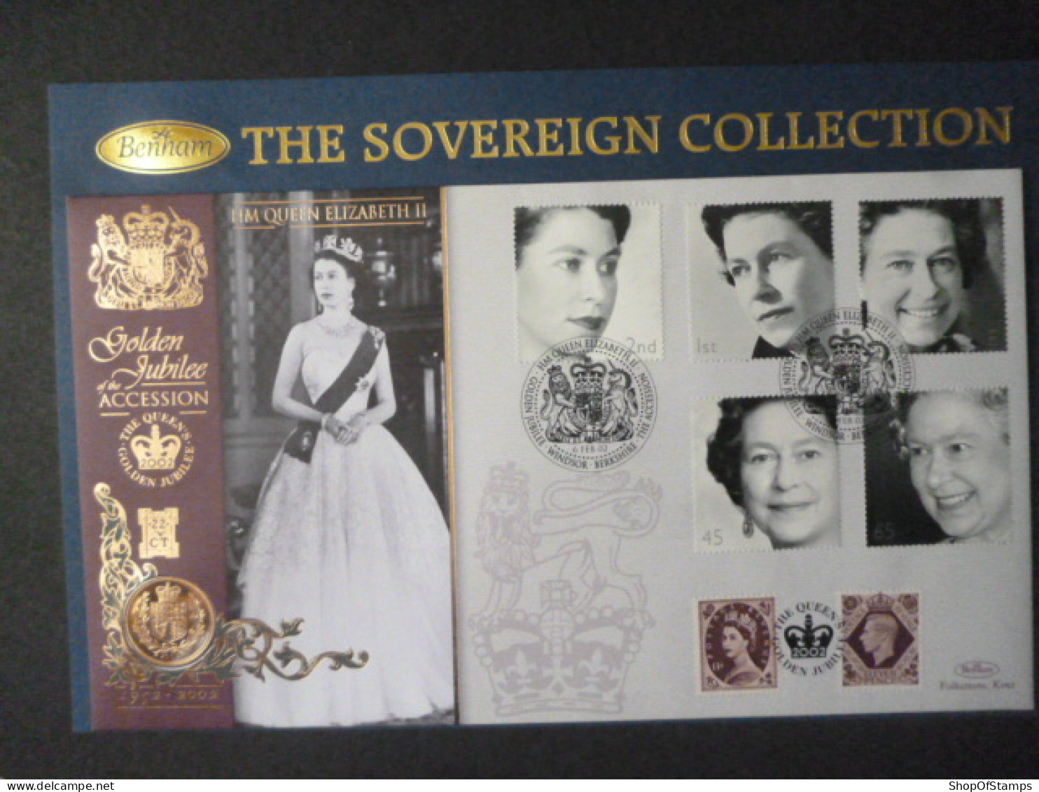 GREAT BRITAIN 2002 GOLD SOVEREIGN WITH QEII GOLDEN JUBILEE ACCESSION FDC  - Non Classificati