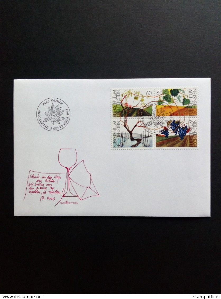 LIECHTENSTEIN MI-NR. 1089-1092 FDC WEINREBE IN 4 JAHRESZEITEN 1994 - FDC