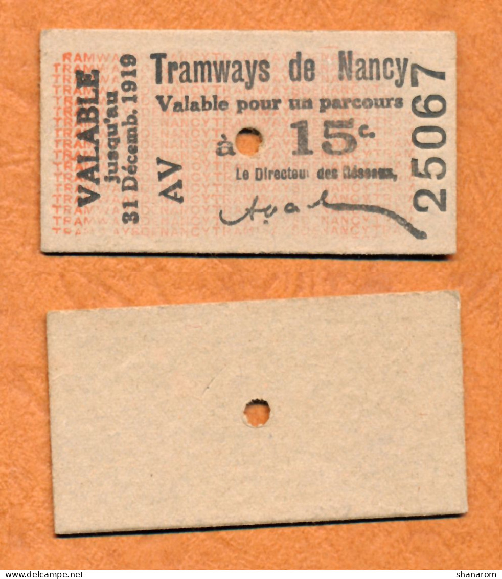 1914-1918 // NANCY (Meurthe Et Moselle 54) // TRAMWAYS De NANCY // Parcours à 15 Centimes - Bonos