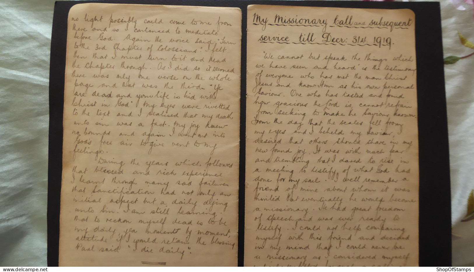 MISSIONARY DIARY HAND WRITTEN BY Wm MANN, TIBETAN MISSIONARY PERIOD 1919 - Historische Dokumente