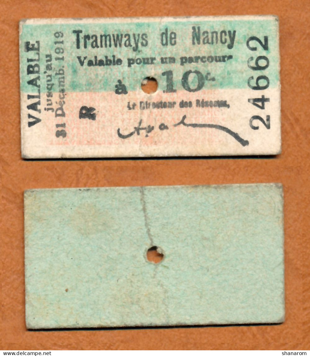 1914-1918 // NANCY (Meurthe Et Moselle 54) // TRAMWAYS De NANCY // Parcours à 10 Centimes - Bonds & Basic Needs
