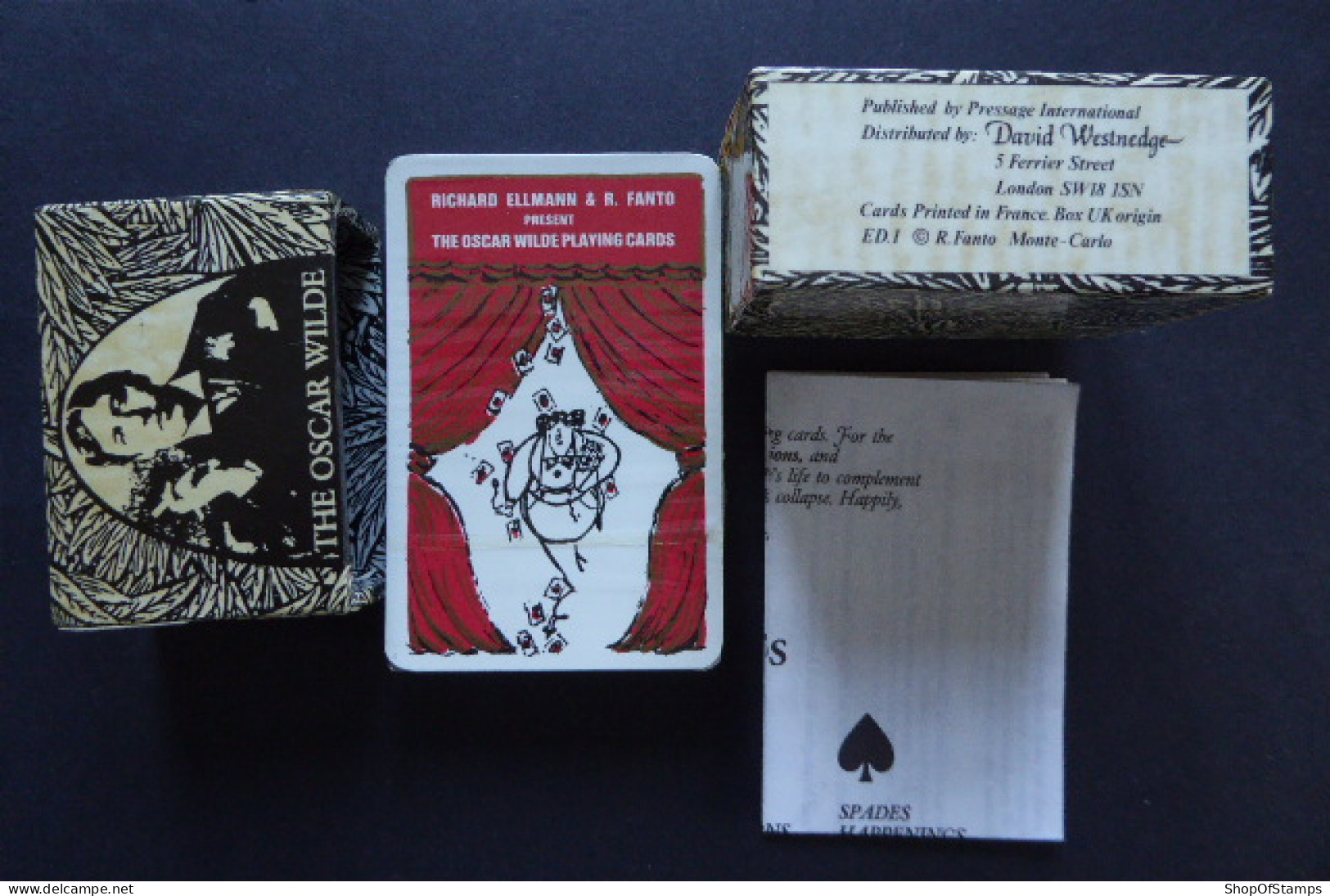 CARDS: OSCAR WILDE PLAYING CARDS BY RICHARD ELLMANN & R FANTO PACKED WITH CASE AND LEAFLET - Tarjetas De Casino