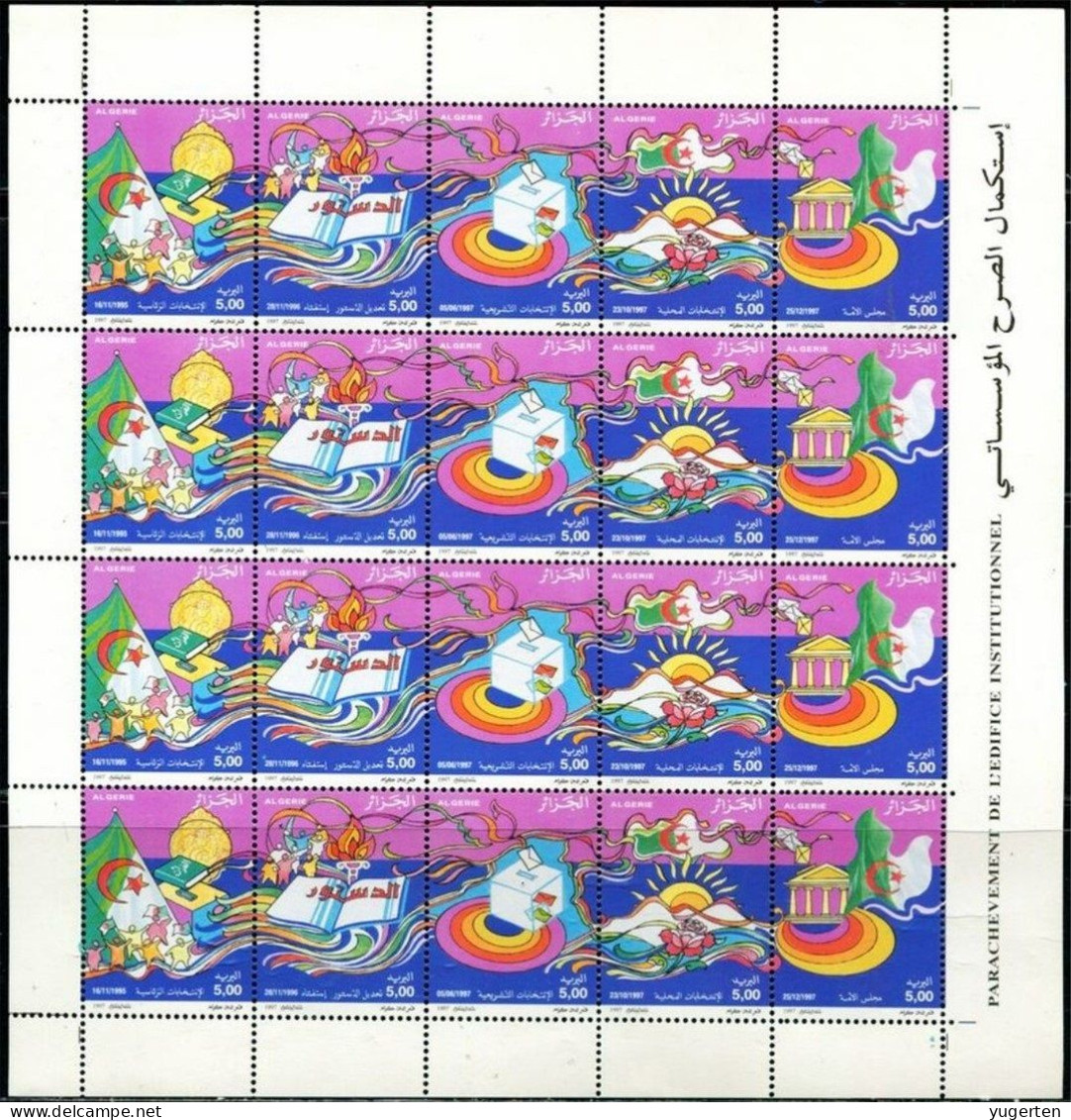 ALGERIA ALGERIE 1997- 1 Sheet - MNH - Completion Of Institutions - Democracy - Vote - Elections - 4 Sets - Flag Flags - Algeria (1962-...)