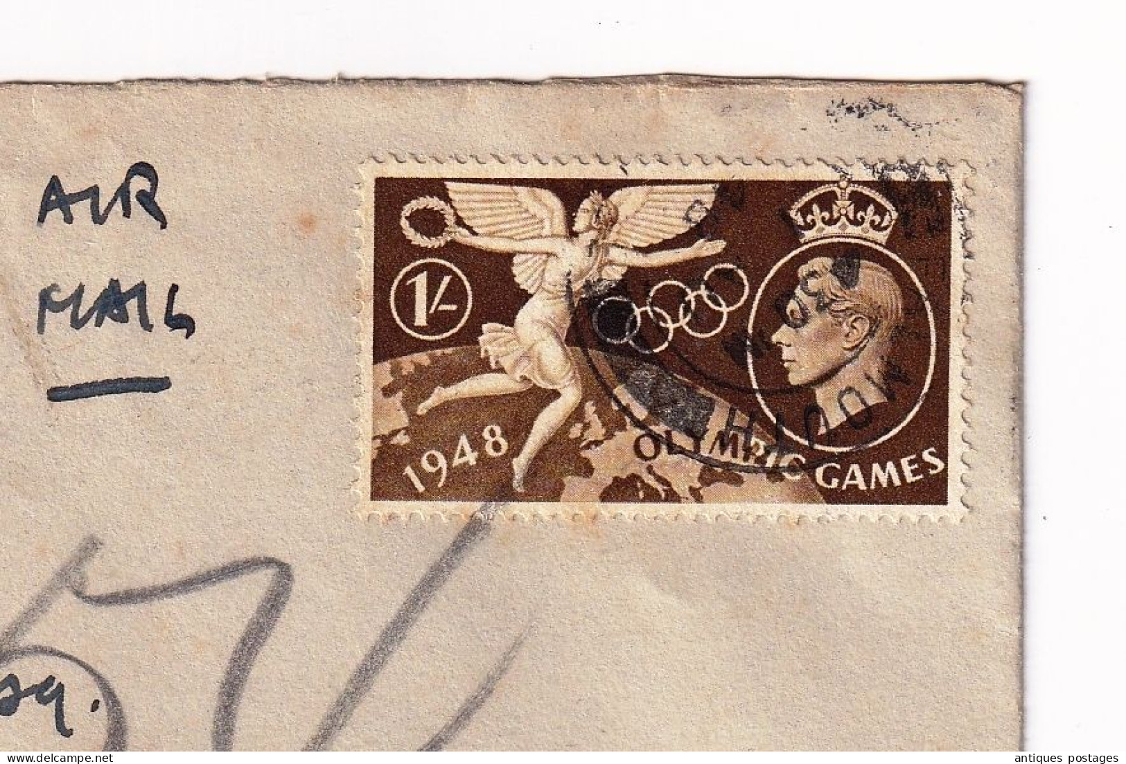 Lettre 1948 Falmouth England Olympic Games 1948 Bad Ragaz Switzerland Suisse Stamp King George VI Jeux Olympiques - Cartas & Documentos
