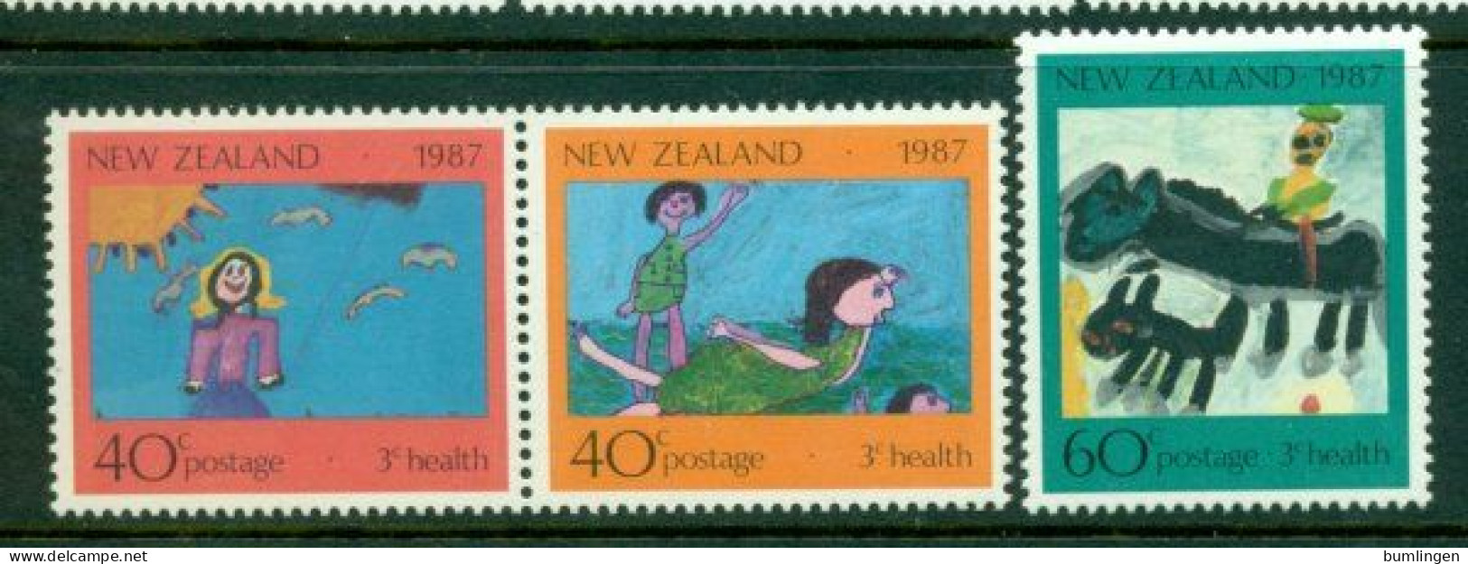 NEW ZEALAND 1987 Mi 1000-02 Incl Pair** Health – Children's Drawings [B967] - Andere & Zonder Classificatie