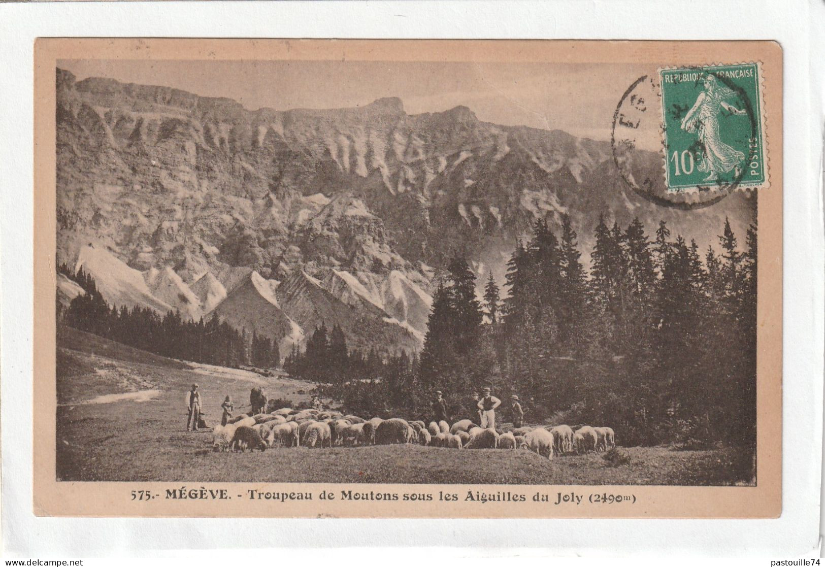 CPA :  14 X 9  -  MEGEVE  -  Troupeau De Moutons Sous Les Aiguilles Du Joly - Megève