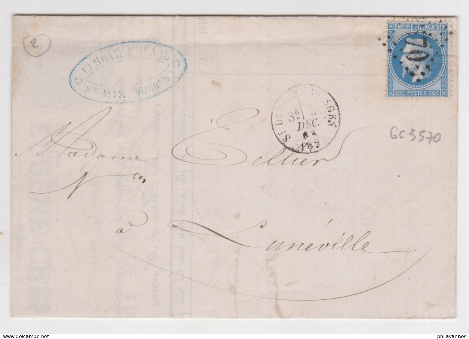 ST DIE , 1868, GC 3570 Sur Napoléon N°29 ( SN24/86/12.3) - 1849-1876: Période Classique