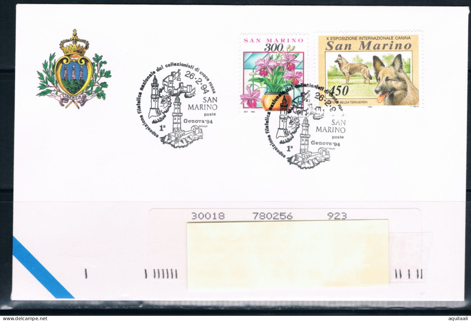 SAN MARINO 1994 - Genova "Collezionisti Di Croce Rossa", Annullo Speciale. - Briefmarkenausstellungen