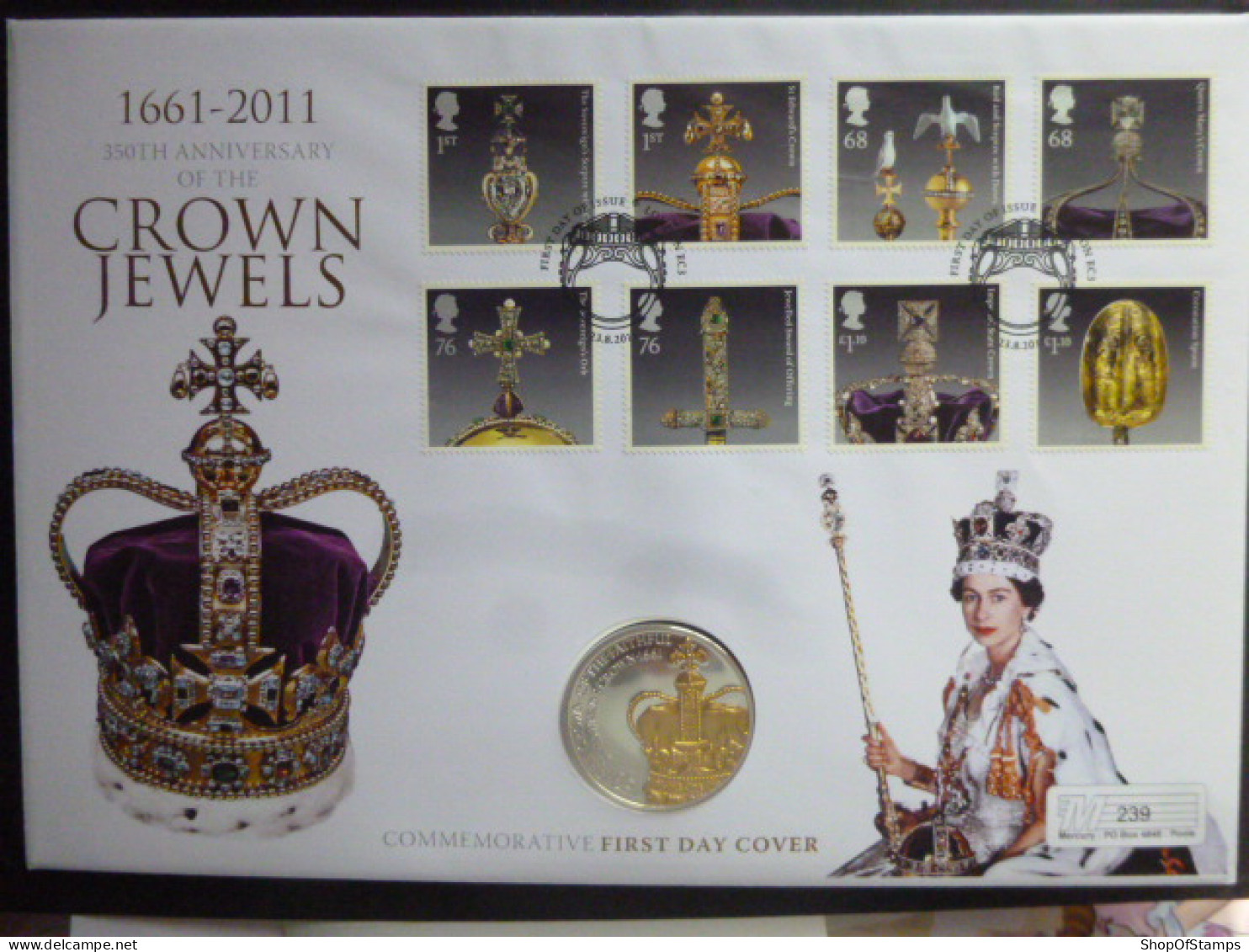 GREAT BRITAIN SG 3187+ 2011 CROWN JEWELS 350TH ANNIVERSARY With GUERNSEY COIN FDC - Other & Unclassified
