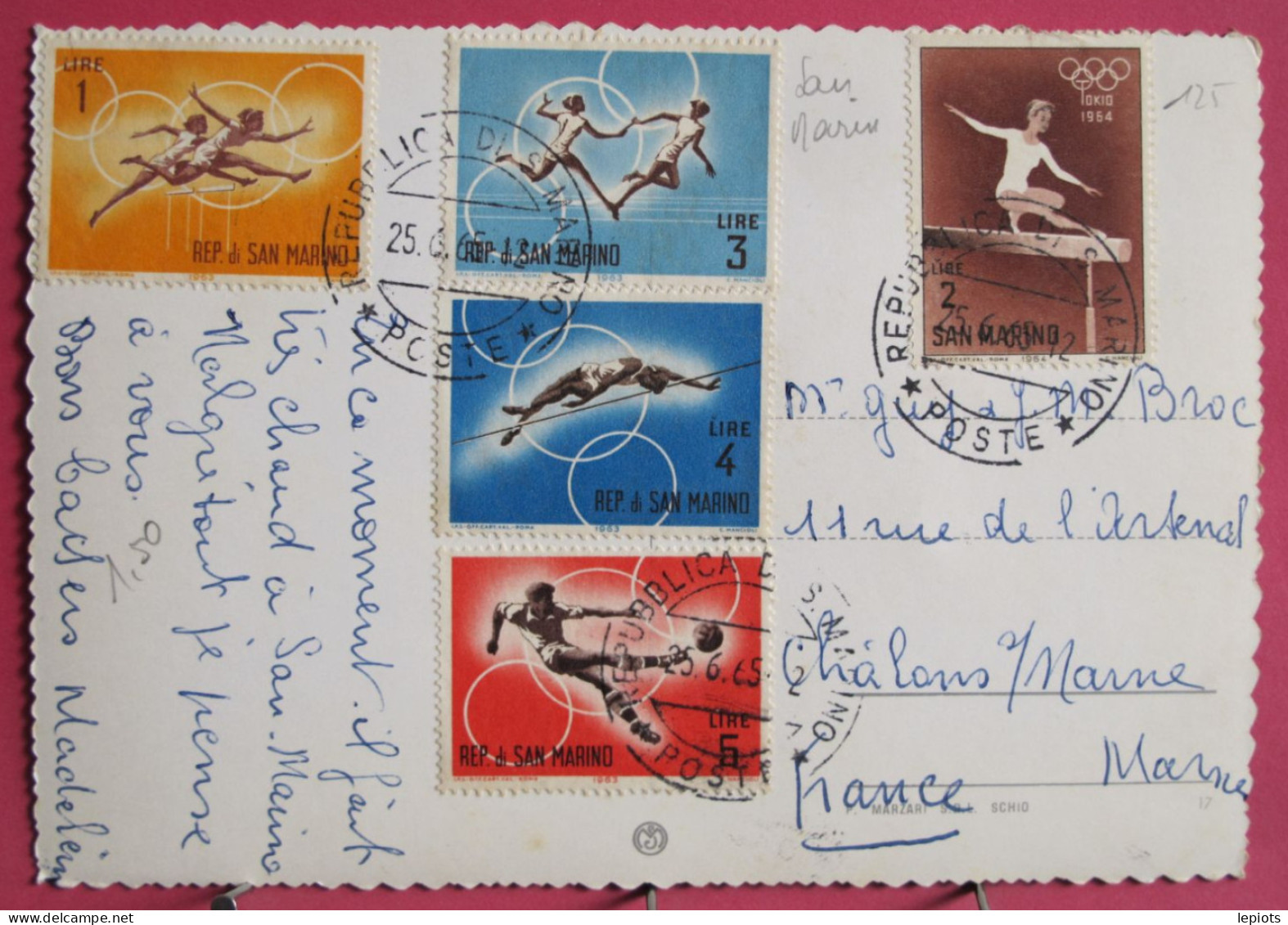 San Marin - Prima Torre E Panorama - Belle Série De 5 Timbres Sports Divers - 1965 - San Marino