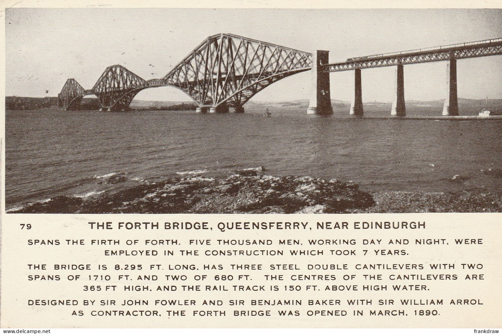 Postcard - The Fourth Bridge, Queensferry, Near Edinburgh - Card No.79 - Posted But Date Is Unreadable  - Very Good - Ohne Zuordnung