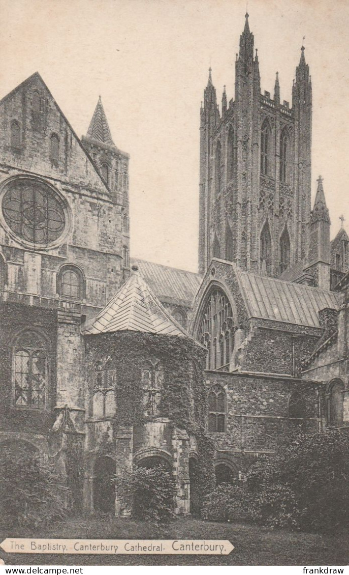 Postcard - The Bapistry, Canterbury Cathedral, Canterbury - Circa 1919 - Very Good - Unclassified