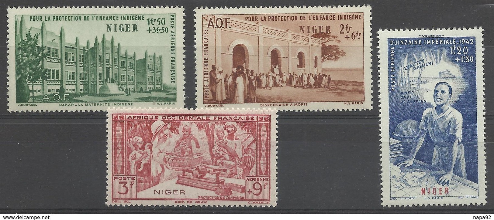 NIGER 1942 YT PA 6/9** SANS CHARNIERE NI TRACE - Unused Stamps