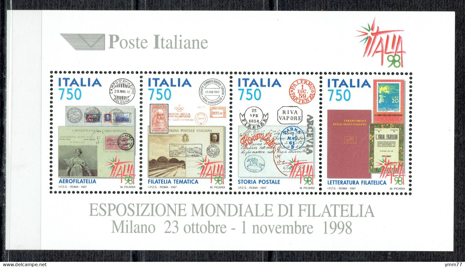 Italia 98. Prélude à L'Exposition Philatélique Internationale De Milan - Blocks & Sheetlets