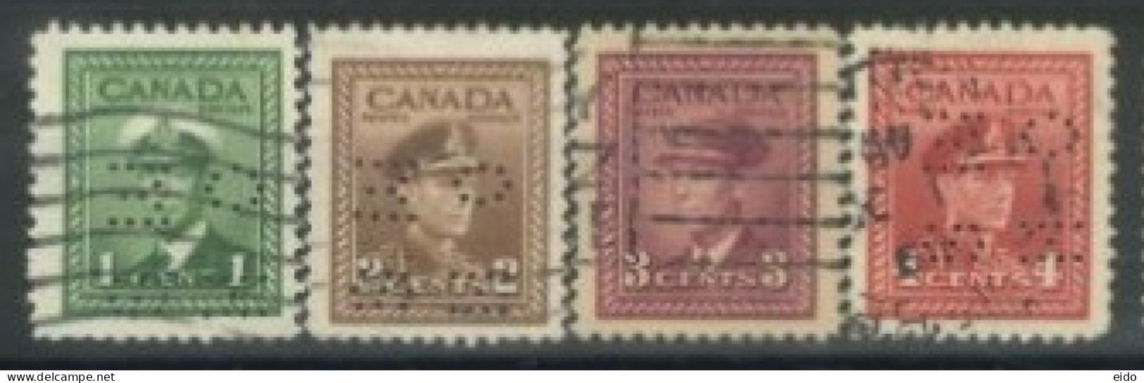 CANADA - 1942, KING GEORGE VI IN NAVAL UNIFORM STAMPS SET OF 4, USED. - Used Stamps