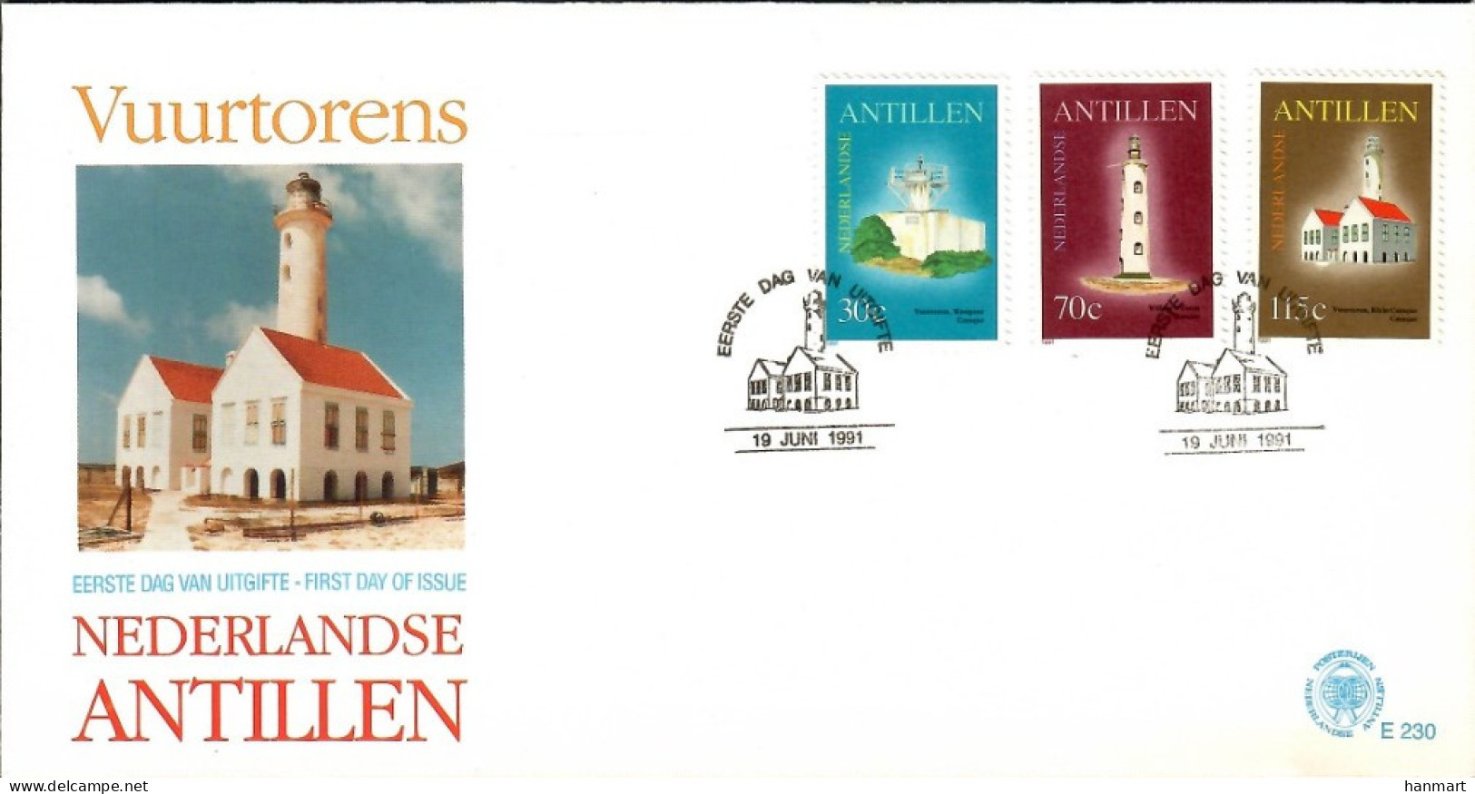 Netherlands Antilles 1991 Mi 723-725 FDC  (FDC ZS2 DTA723-725b) - Vuurtorens