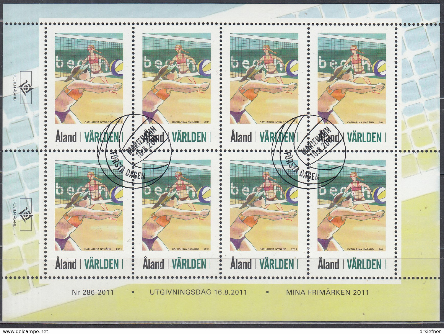 ALAND  349, Kleinbogen, Gestempelt, Meine Marke: Beachvolleyball, 2011 - Aland