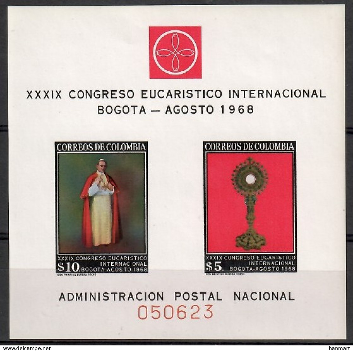 Colombia 1968 Mi Block 29 MNH  (ZS3 CLBbl29) - Papes