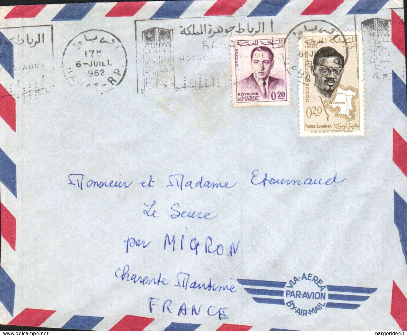 MAROC AFFRANCHISSEMENT COMPOSE SUR LETTRE POUR LA FRANCE 1962 - Marokko (1956-...)