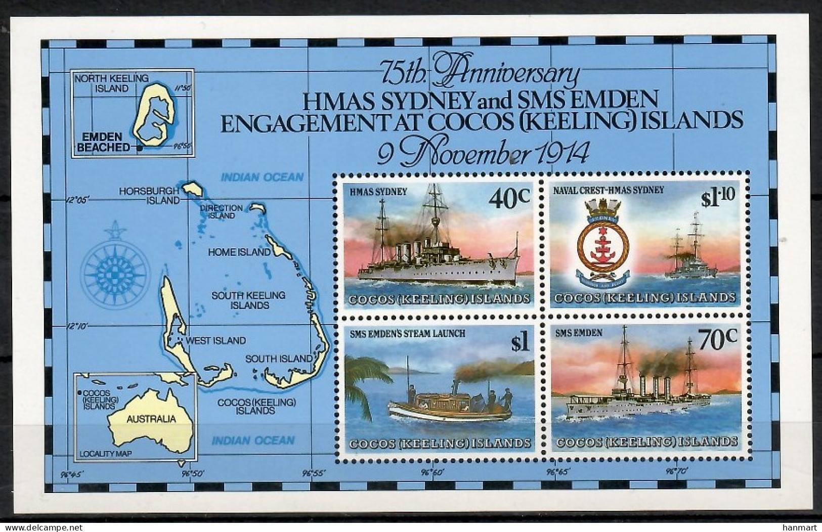 Cocos (Keeling) Islands 1989 Mi Block 8 MNH  (ZS7 COIbl8) - Otros & Sin Clasificación