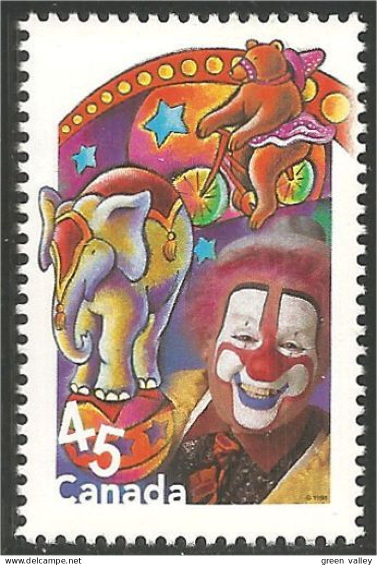Canada Circus Cirque Clown Mask Masque Elephant Ours Bear Bicycle MNH ** Neuf SC (C17-57i) - Ongebruikt