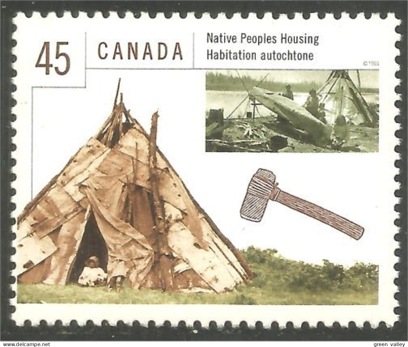 Canada Habitations Autochtones Indiens Veteran Native Indians MNH ** Neuf SC (C17-55aa) - Neufs