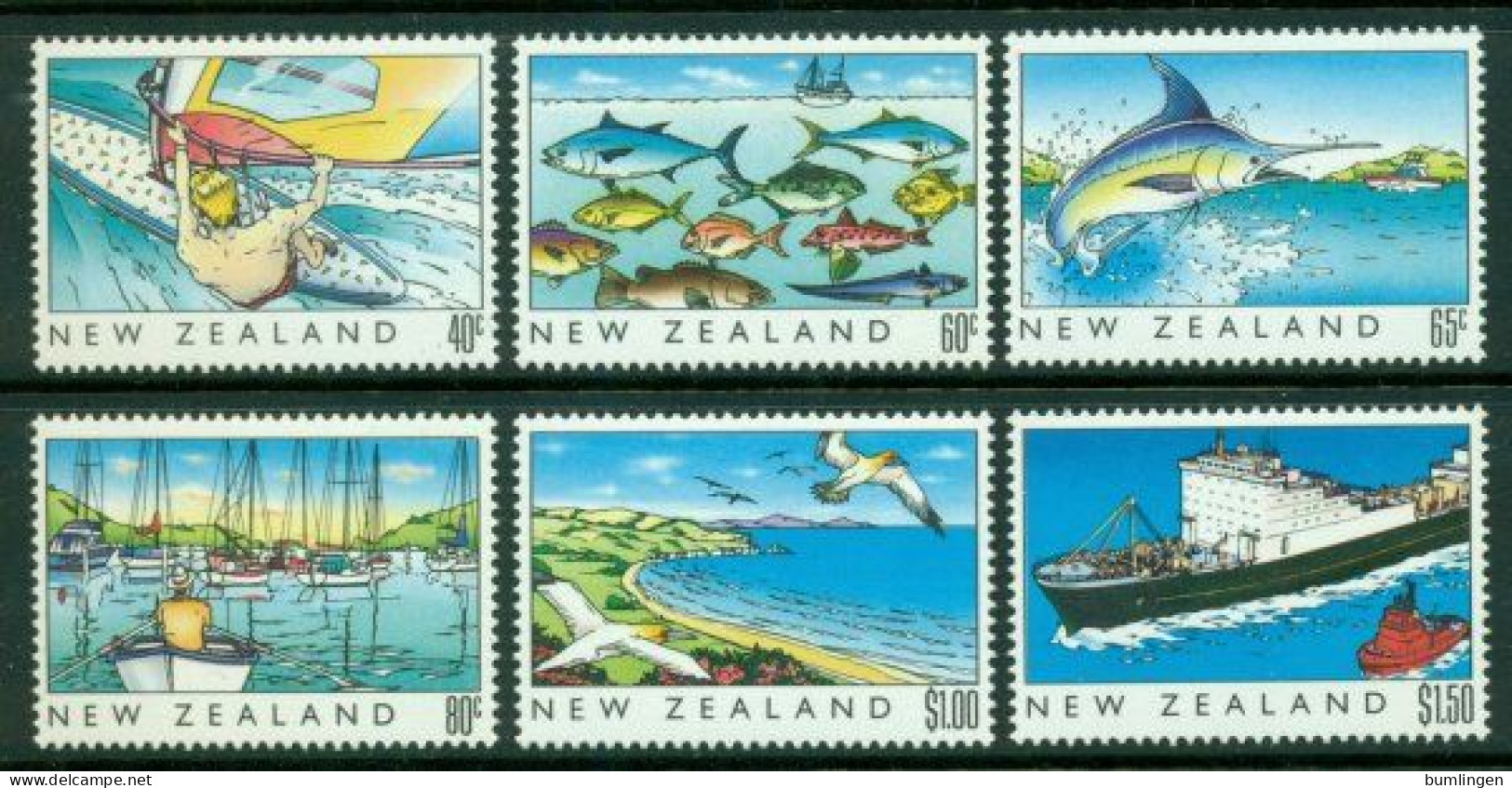 NEW ZEALAND 1989 Mi 1088-93** The Sea [B992] - Marine Life