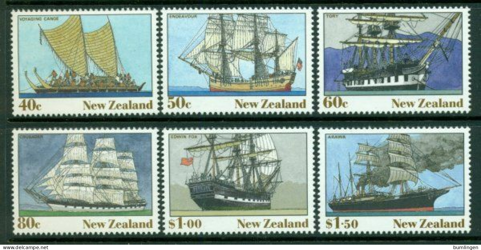 NEW ZEALAND 1990 Mi 1105-10** Sailing Ships [B993] - Ships