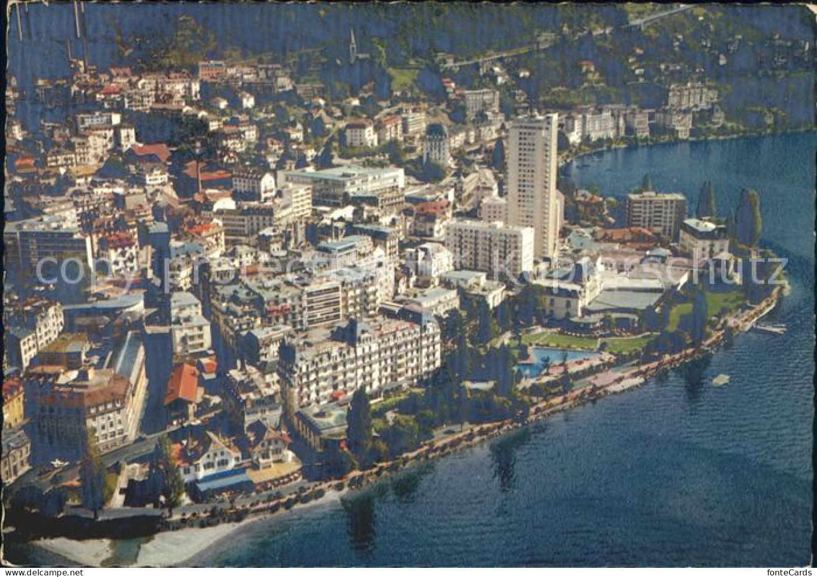 11903814 Montreux VD Vue Aerienne De L Hotel Eden Du Casino Et De La Tour D Ivoi - Other & Unclassified