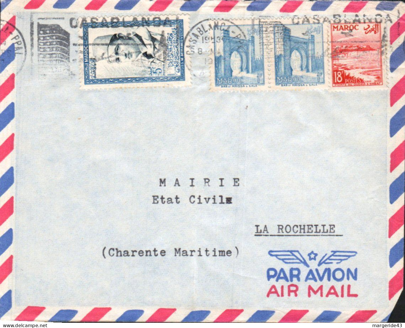 MAROC AFFRANCHISSEMENT COMPOSE SUR LETTRE POUR LA FRANCE - Maroc (1956-...)