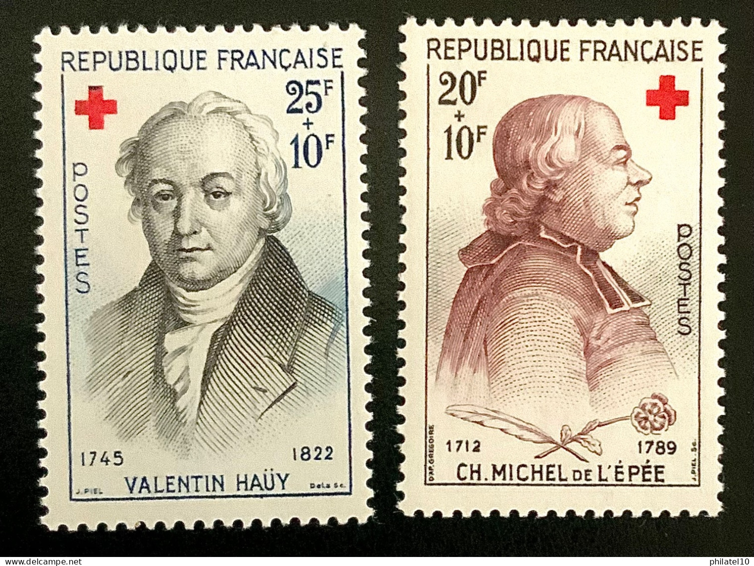 1959 FRANCE N 1226/27 CROIX ROUGE CH. MICHEL DE L’ÉPÉE ET VALENTIN HAUY - NEUF** - Unused Stamps
