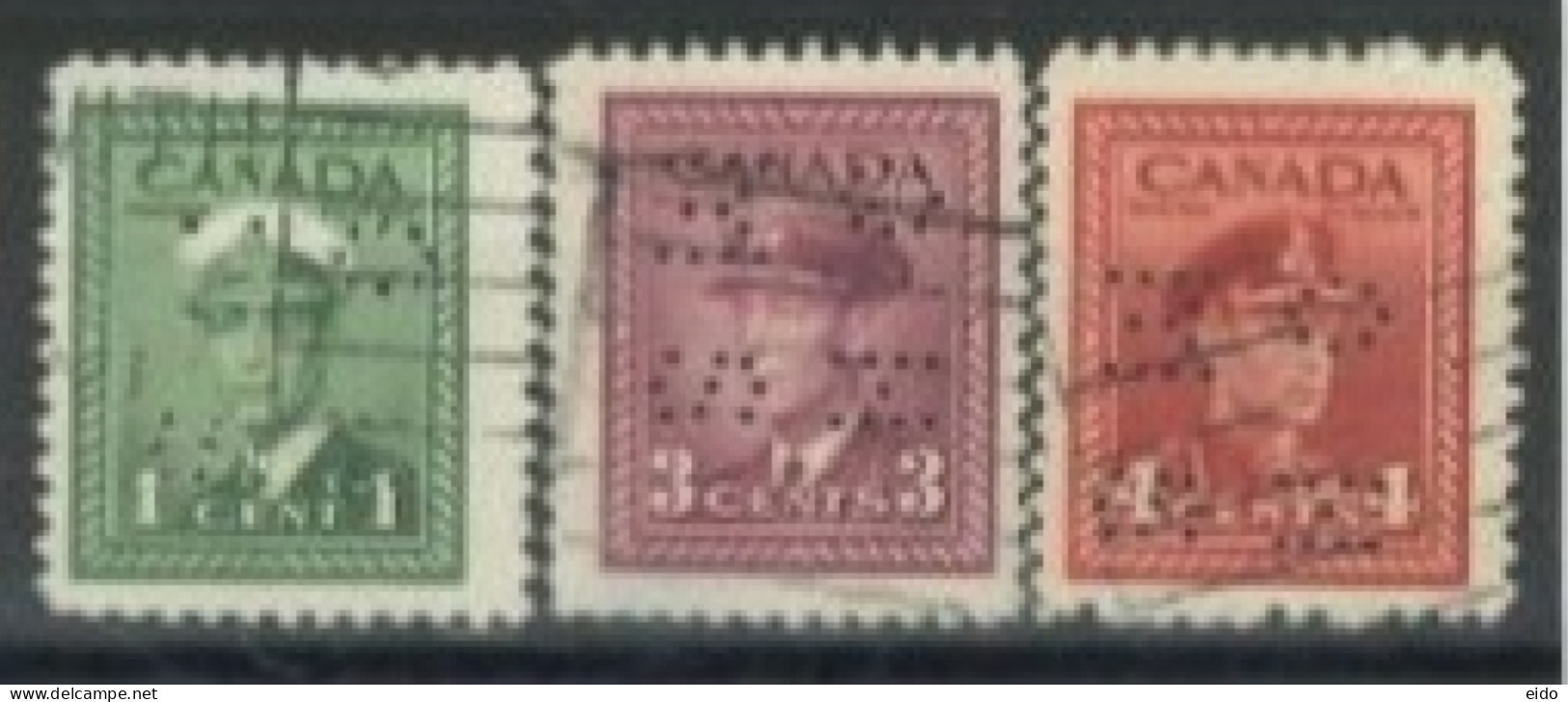 CANADA - 1942, KING GEORGE VI IN NAVAL UNIFORM STAMPS SET OF 3, USED. - Usati