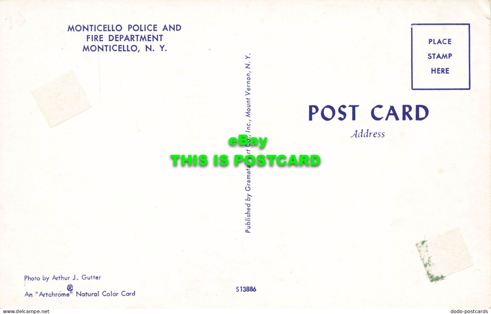 R578199 N. Y. Monticello. Monticello Police And Fire Department. Gramatan Art Co - Monde