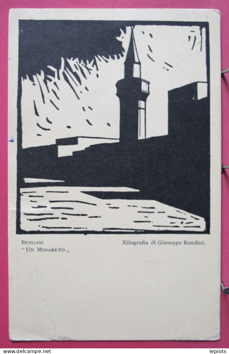 Visuel Très Peu Courant - Libye - Bengasi - Un Minareto - Xilografia Di Giuseppe Rondini - Libye