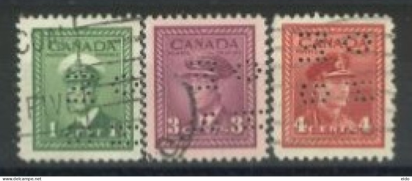 CANADA - 1942, KING GEORGE VI IN NAVAL UNIFORM STAMPS SET OF 3, USED. - Usados
