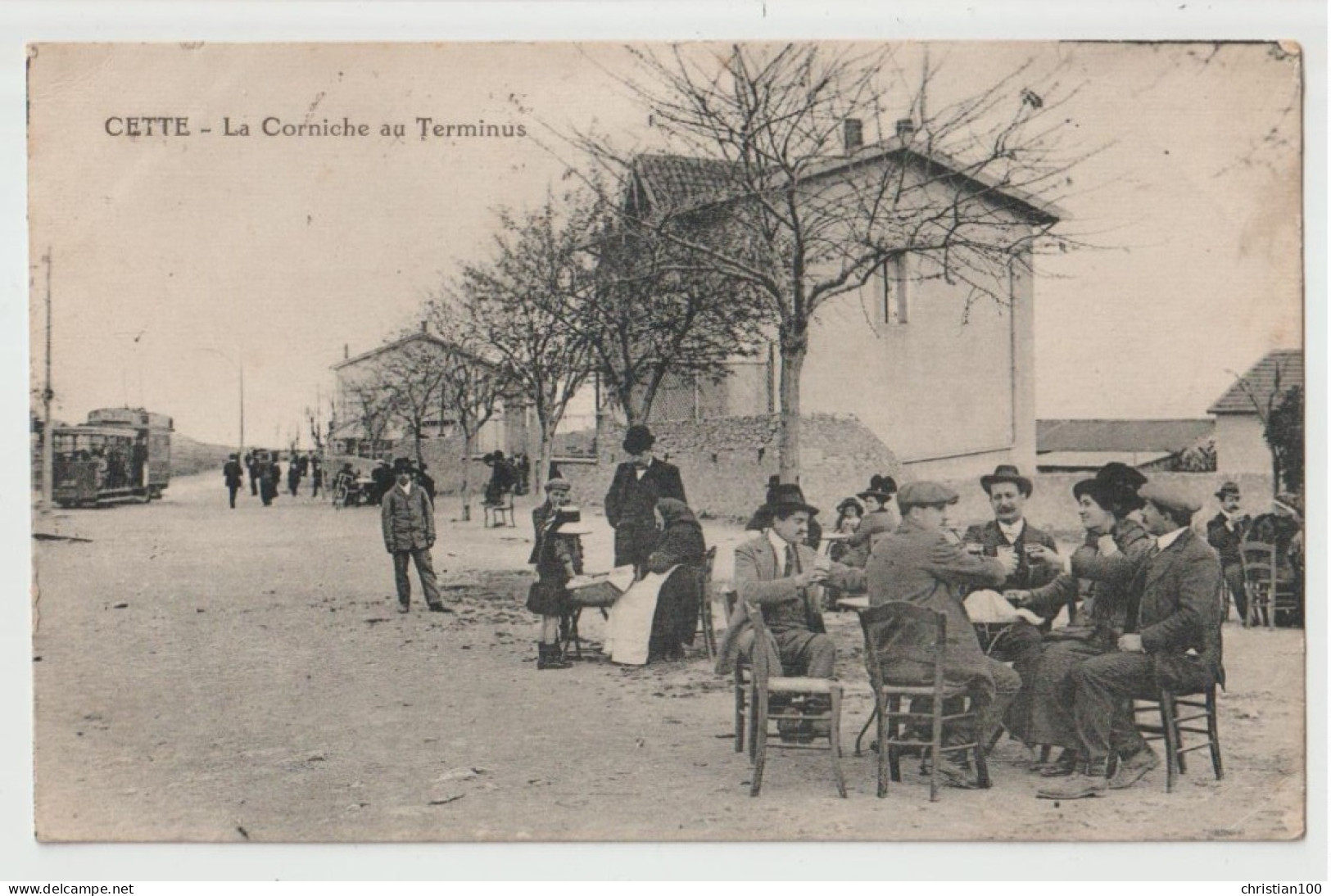 SETE - CETTE -  HERAULT ( 34 ) - LA CORNICHE AU TERMINUS ( CAFE - RESTAURANT ) - ECRITE EN 1923 - 2 SCANS - - Sete (Cette)
