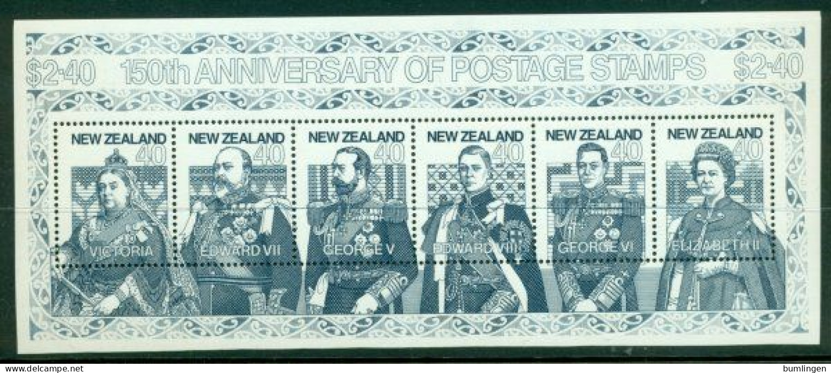 NEW ZEALAND 1990 Mi BL 27** 150th Anniversary Of Postage Stamps [B1010] - Familles Royales