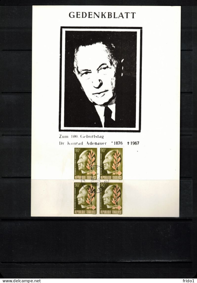 Dahomey 1968  Im Memoriam Dr. Konrad Adenauer Interesting Memorial Sheet - Autres & Non Classés