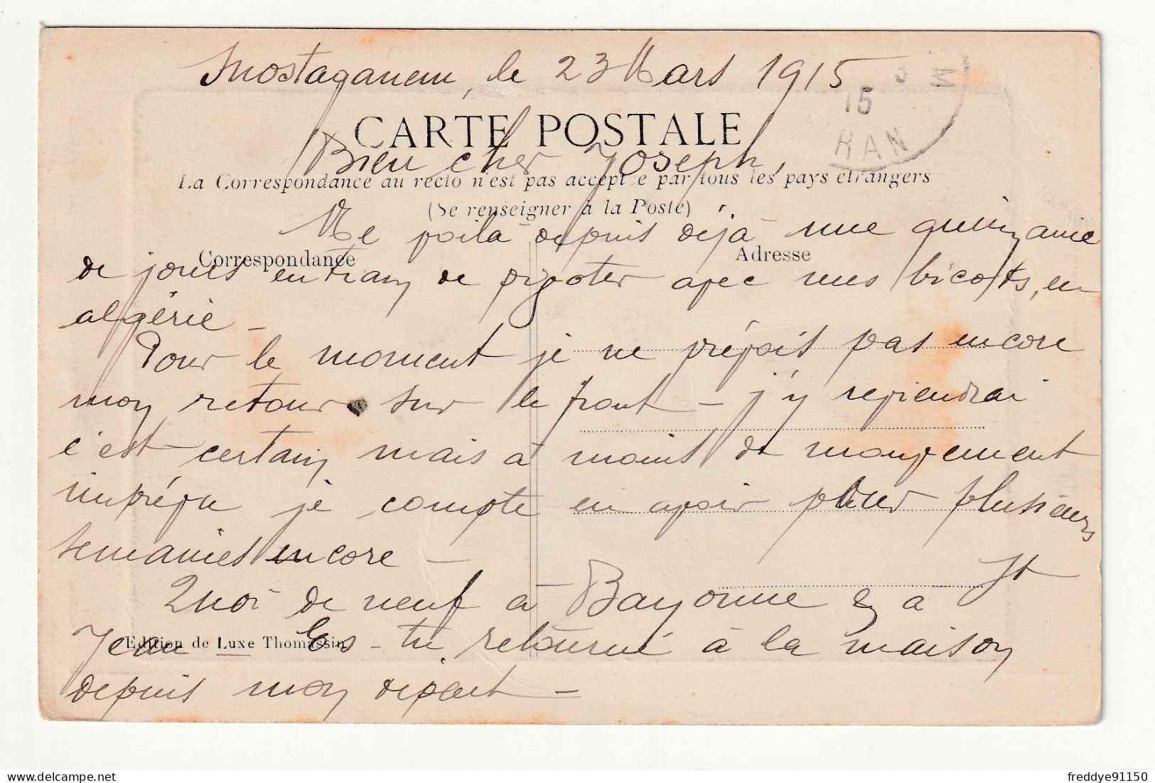 Algérie . Mostaganem . Le Théatre .  1915 - Mostaganem