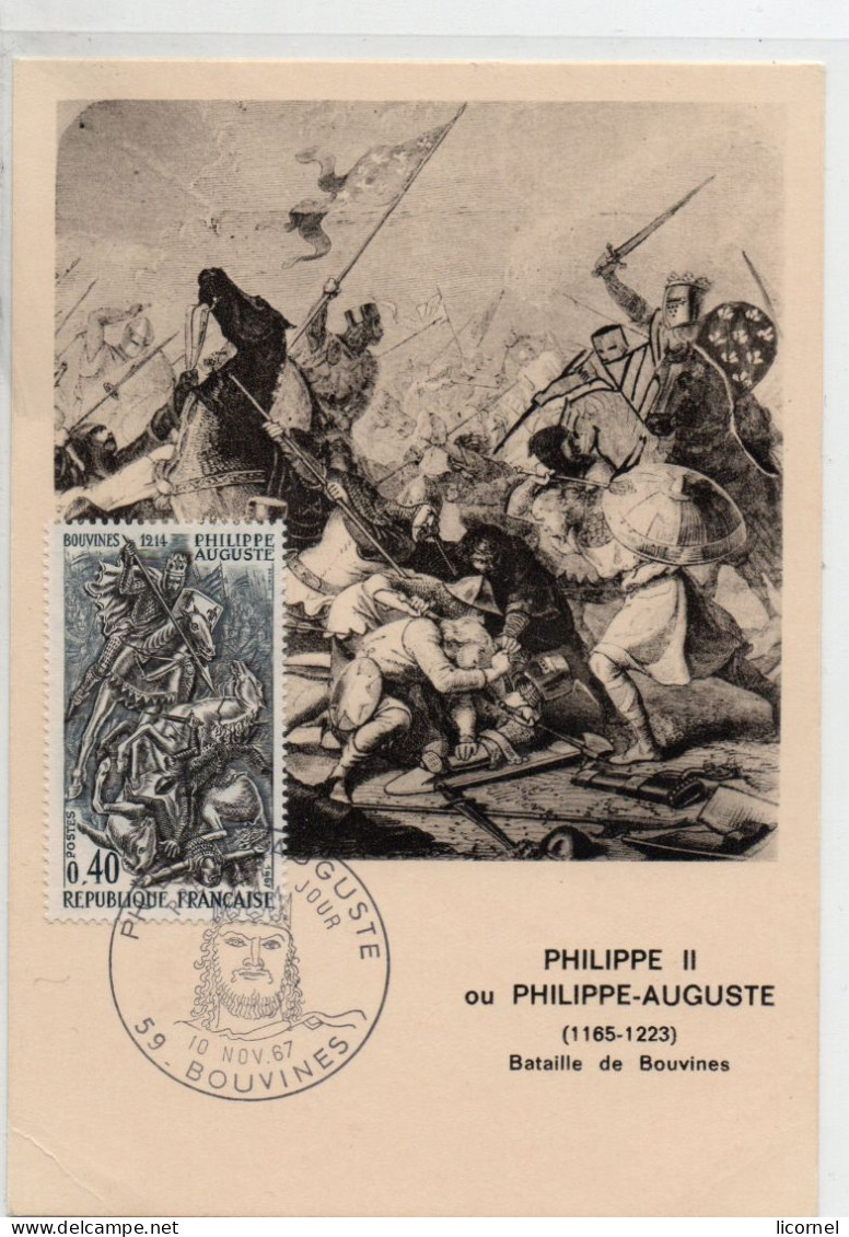 Cartes Maxi  1967 Premier Jour  : PHILIPPE AUGUSTE,bouvines - 1960-1969
