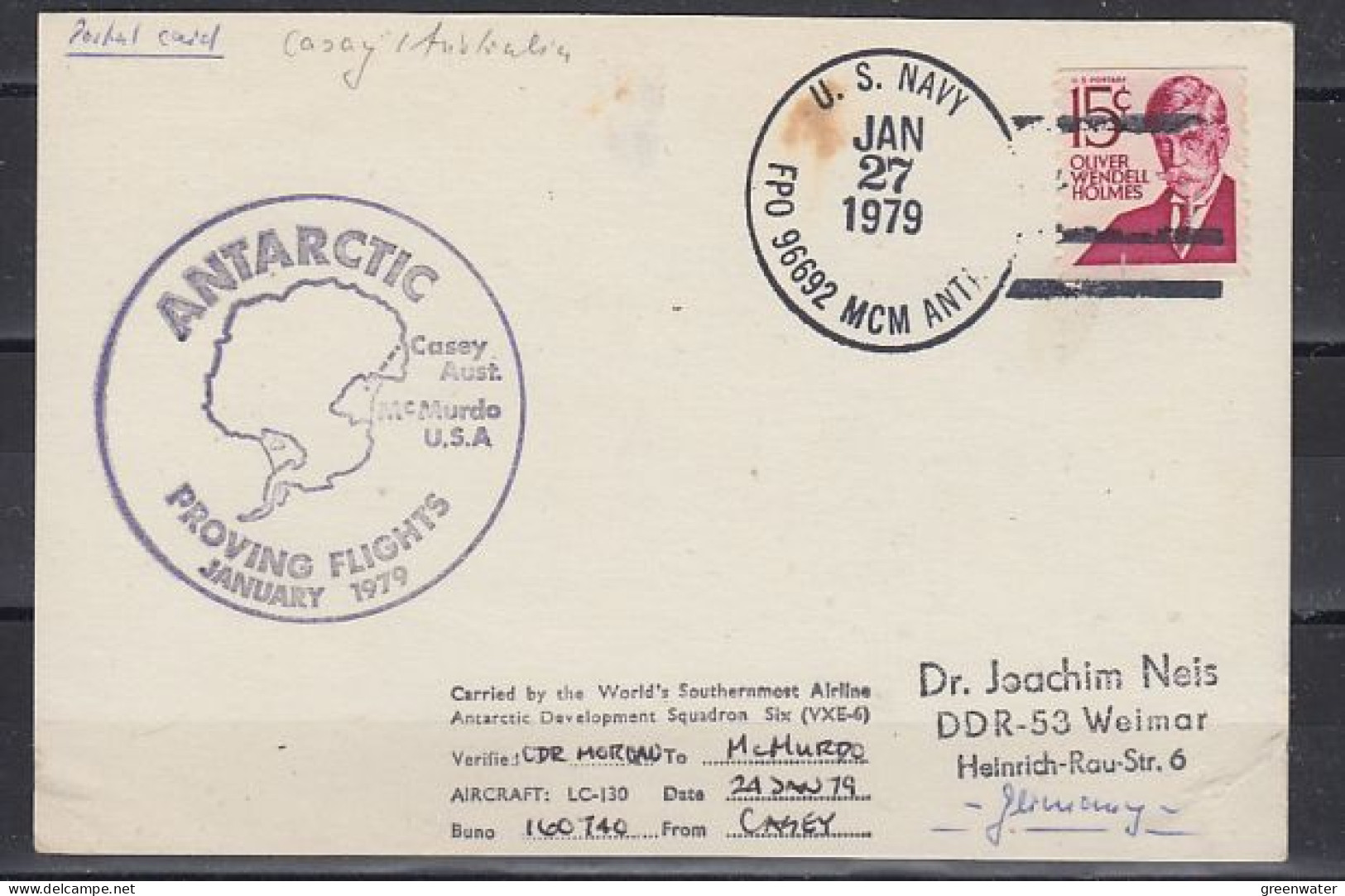 USA Antarctic Proving Flights VXE-6 From Casey To McMurdo 24 JAN 1979 (59724) - Vols Polaires