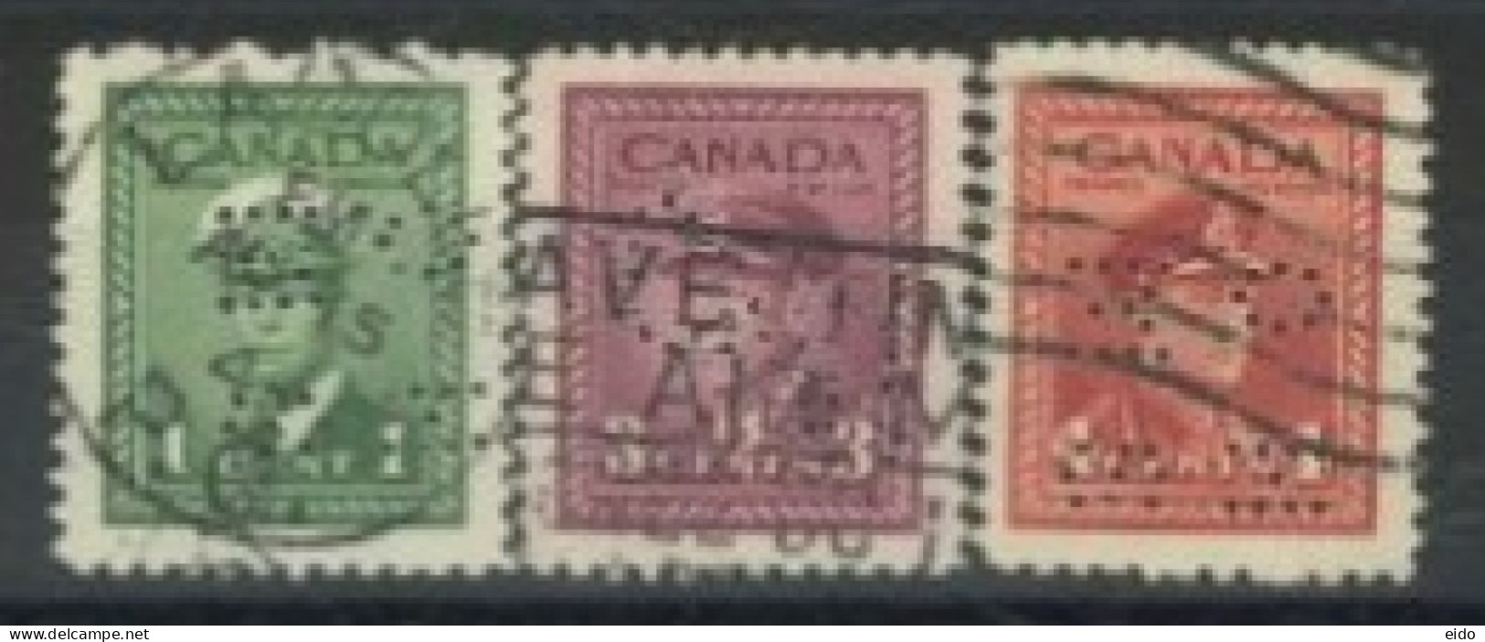 CANADA - 1942, KING GEORGE VI IN NAVAL UNIFORM STAMPS SET OF 3, USED. - Oblitérés
