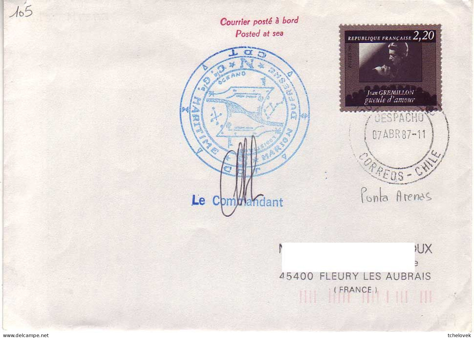 FSAT TAAF Marion Dufresne. 07.04.87 Punta Arenas - Briefe U. Dokumente