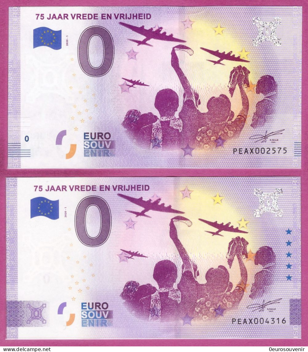 0-Euro PEAX 2020-1 75 JAAR VREDE EN VRIJHEID  Set NORMAL+ANNIVERSARY - Essais Privés / Non-officiels