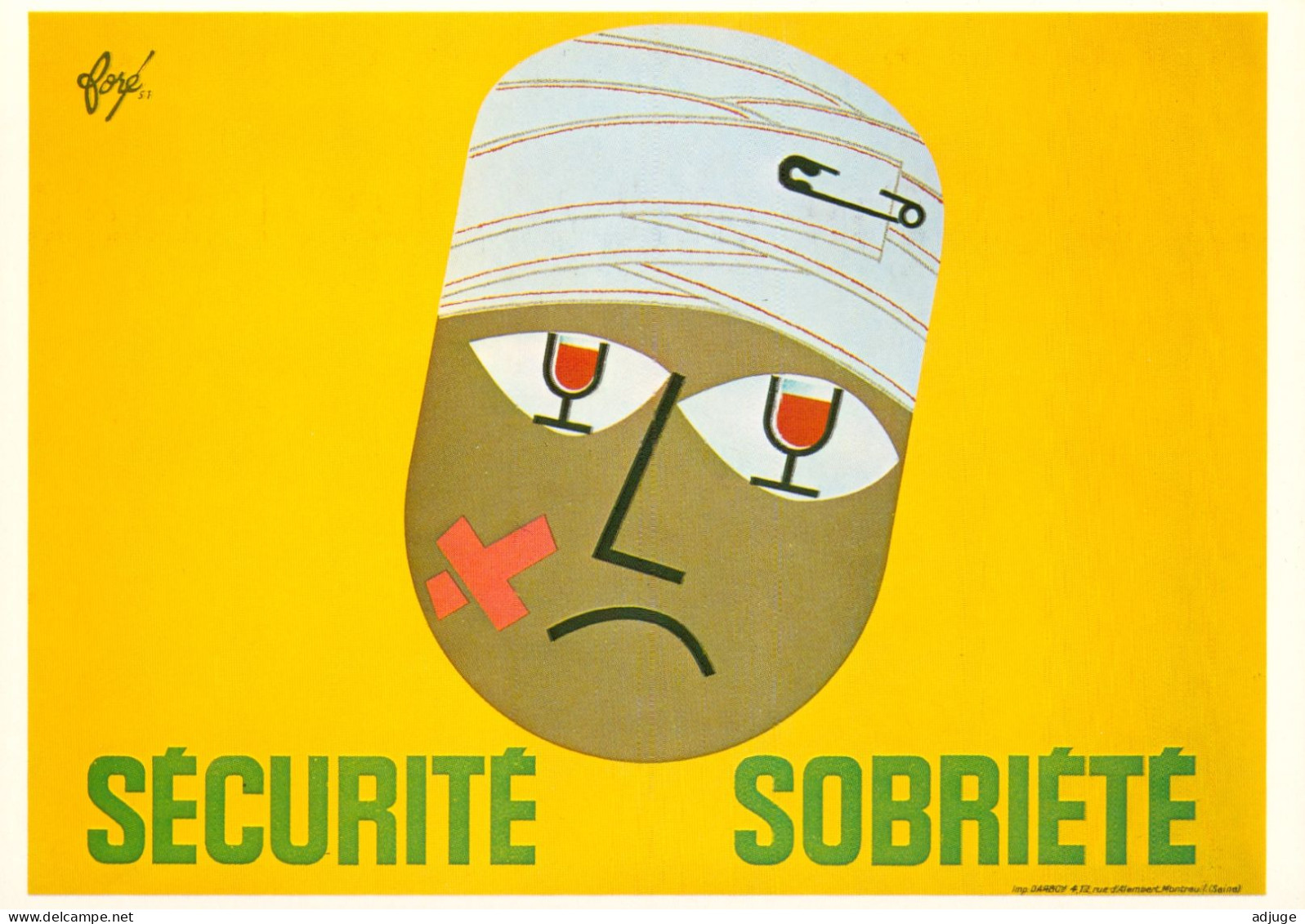 CPM- Illustrateur Affichiste FORÉ -Lutte Contre L'Alcoolisme "Sécurité = Sobriété" - Fore