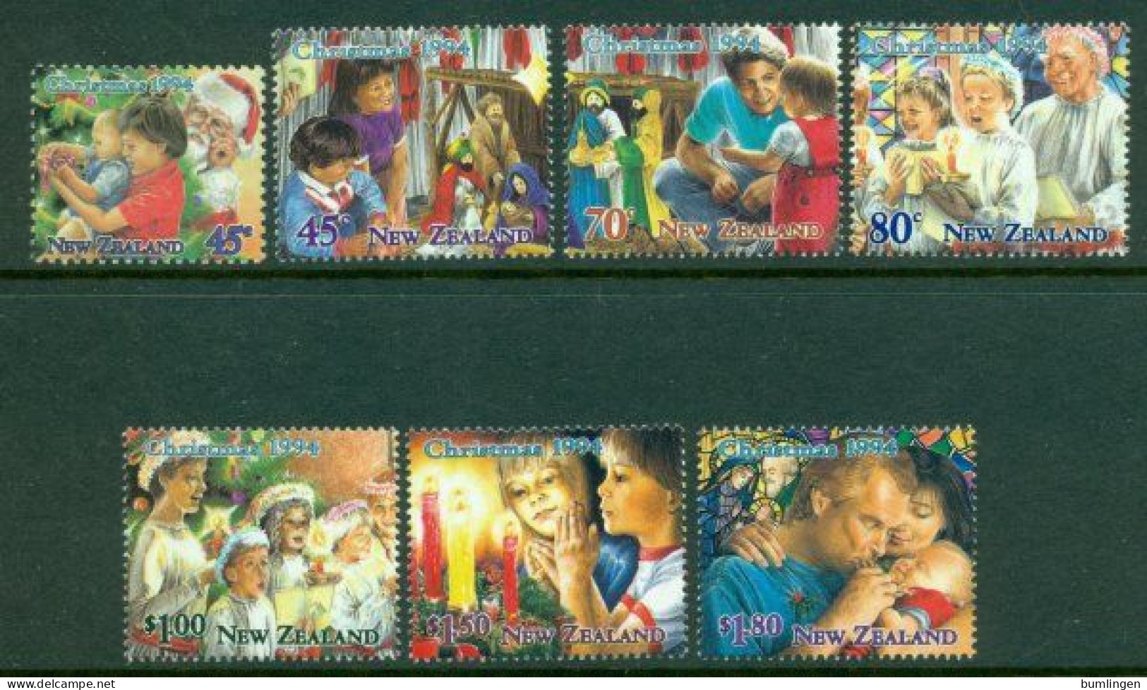 NEW ZEALAND 1994 Mi 1376-82** Christmas [B1028] - Kerstmis